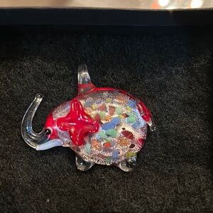 Murano Glass Elephant Pendant Red,Silver ,Green